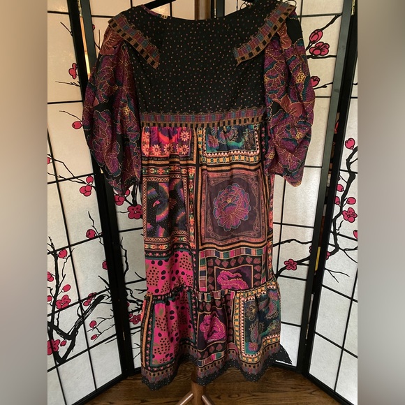 NWT Farm Rio Mixed Scarves Frill Midi Dress - Picture 5 of 9